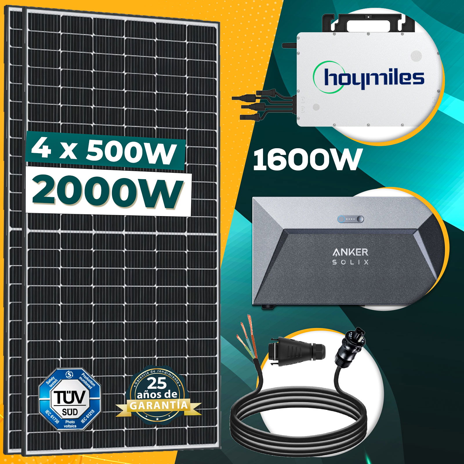 Enprove Solar Kit Solar Para Balcon Con Almacenamento De 2000W