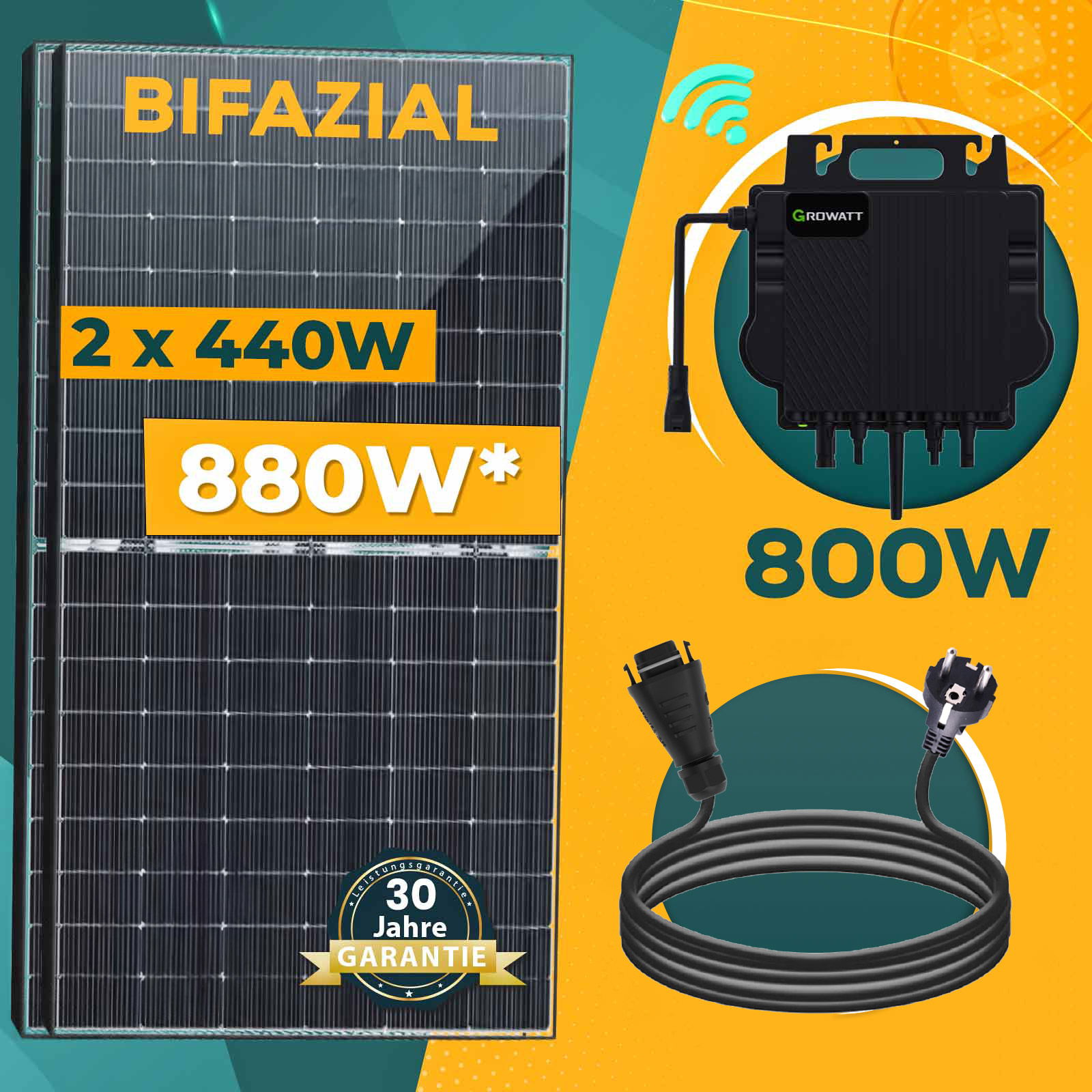 380 Watt Balkonkraftwerk Photovoltaik Solaranlage Steckerfertig WIFI Smart