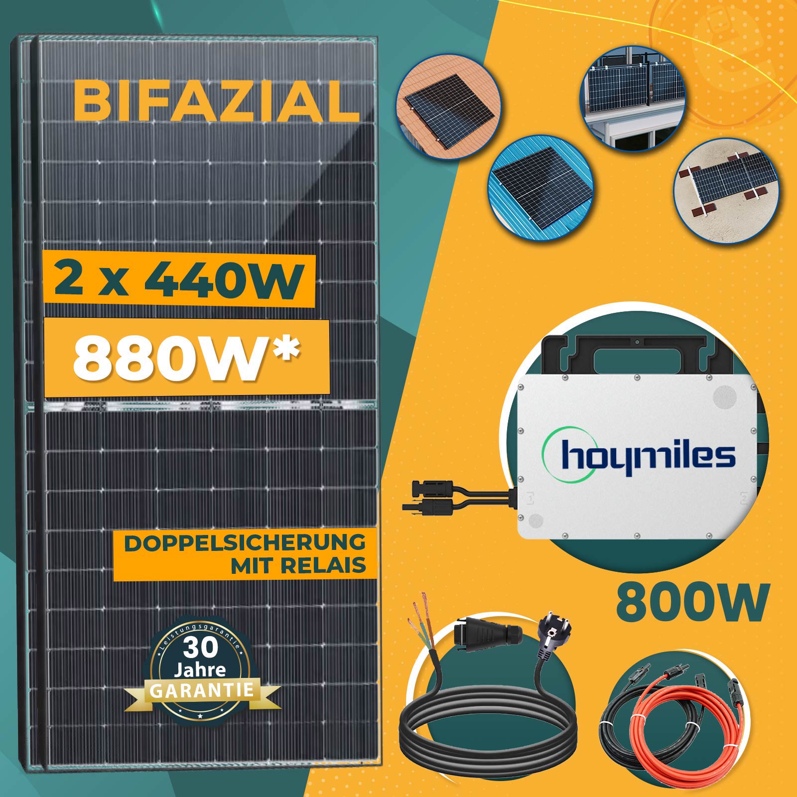 380 Watt Balkonkraftwerk Photovoltaik Solaranlage Steckerfertig WIFI Smart