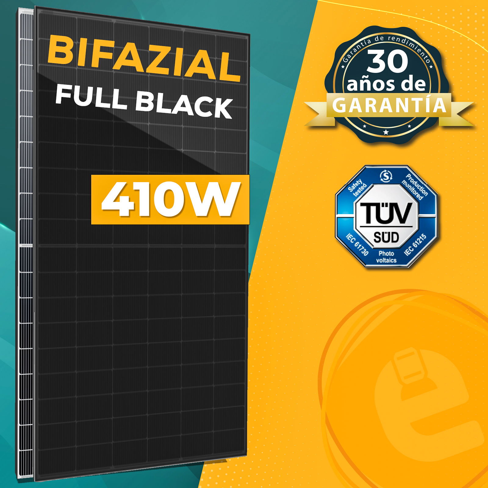 10x 410W Módulo Bifacial Tipo P Monocristalino Fotovoltaica Panel Solar